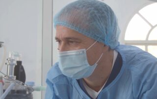 Veterinarian working